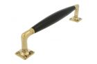 Pull handle 250mm polished brass ebony