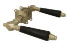 Door handles satin nickel ebony pair including rosettes