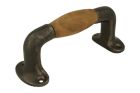 Pull handle 120mm cast iron grey Finish Teak