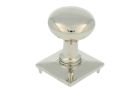 Round door Knob on square rosette shiny nickel