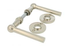 Door handles L model "Chemin de fer" nickel pair