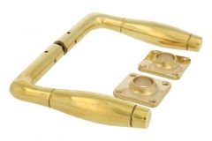 Door handles polished brass modern design pair