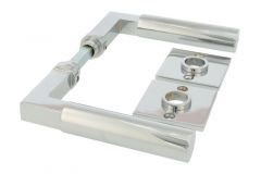 Door handles "Bauhaus" chrome pair with square rosettes