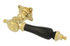 Single door handle polished brass ebony