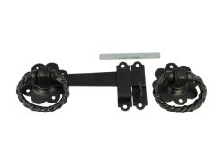 Gate lock cast iron black powder coated ring floral design