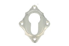 Euro cylinder escutcheon nickel. Diagonally mounted