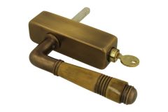 Handle Tilt & Turn with lock (1908) antique brass horn