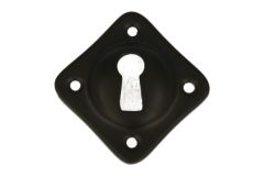 Diagonally mounted key escutcheon black powder coated