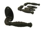 Door handles twisted grip cast iron black on oval rosette