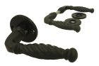 Door handles twisted grip cast iron black on round rosette